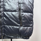 Moncler dark navy quilted puffer vest with center front zipper and pockets