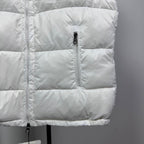 Moncler puffer vest, white, center front zipper and quilted panels
