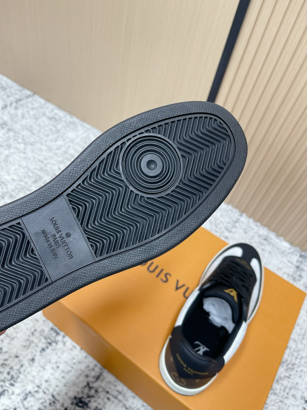 Louis Vuitton low-top sneaker outsole with circular tread pattern