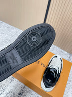 Louis Vuitton unisex sneakers, outsole tread view with dark rubber sole