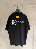 Black T-shirt with large Louis Vuitton logo graphic on back
