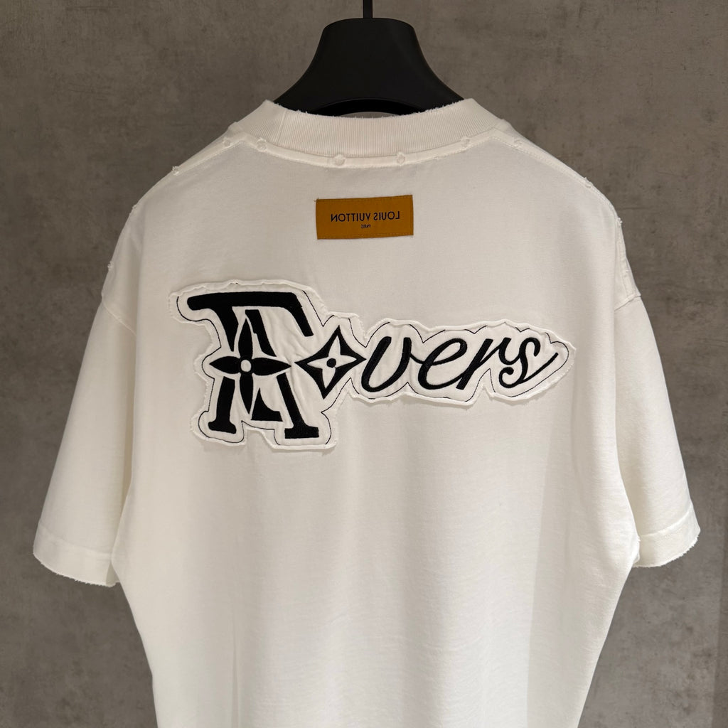 White Louis Vuitton crewneck T-shirt with large back graphic and neckline tag