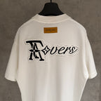 White Louis Vuitton crewneck T-shirt with large back graphic and neckline tag