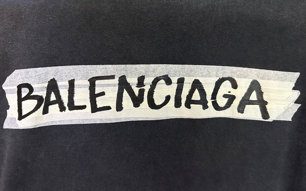 Balenciaga long-sleeve top, dark gray, BALENCIAGA graphic across chest