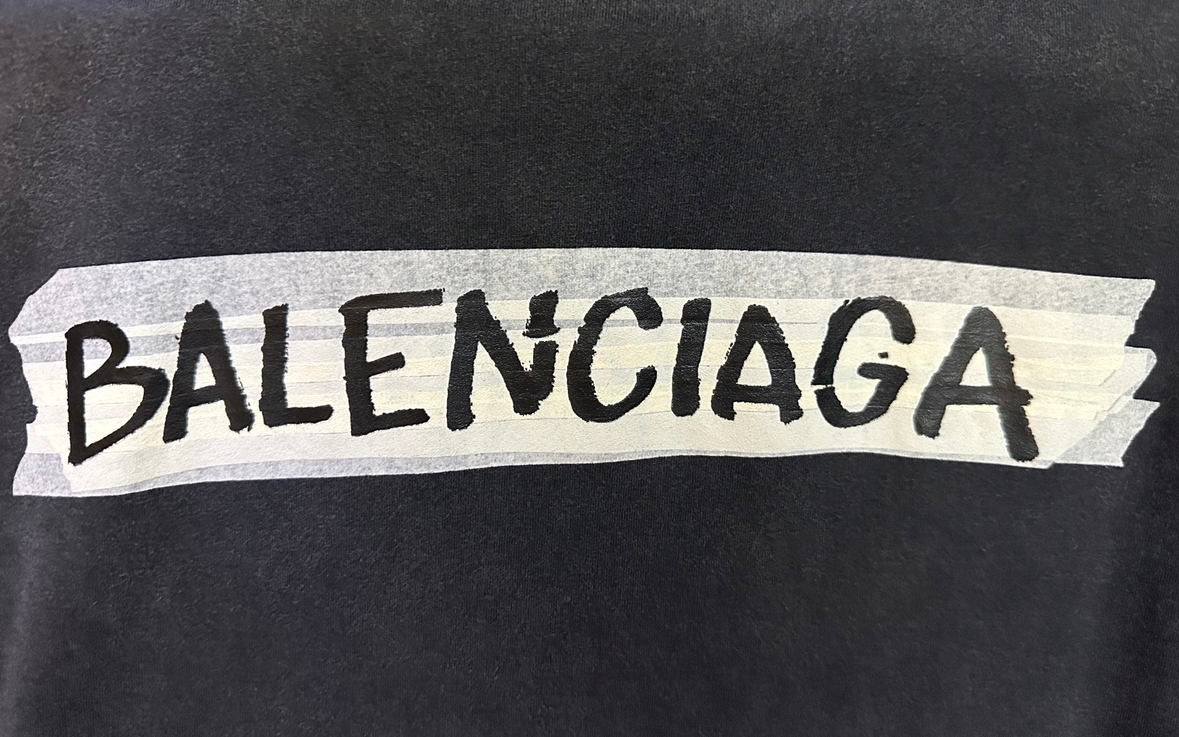 Balenciaga long-sleeve top, dark gray, BALENCIAGA graphic across chest