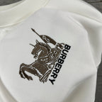 Men's Burberry white sweatshirt with embroidered horse-and-crest logo on chest