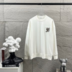 Men's Burberry white crewneck sweatshirt, long sleeves, chest logo embroidery