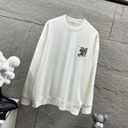Men's Burberry white crewneck sweatshirt with long sleeves and chest logo embroidery