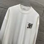 Men's Burberry white crewneck sweatshirt, long sleeves with small right-chest logo