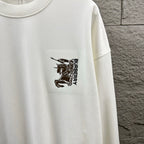 Men's Burberry white sweatshirt, close-up right-chest embroidered logo
