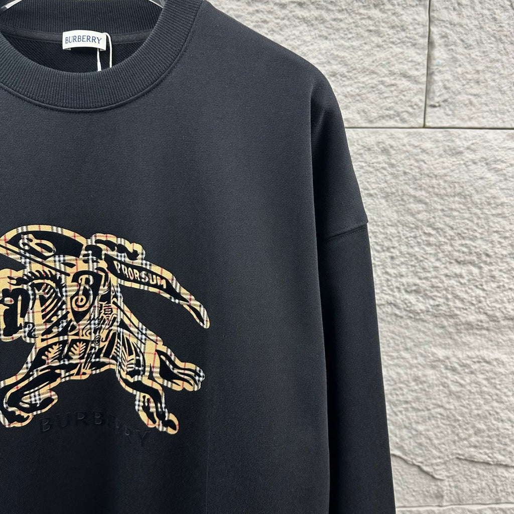 Burberry sweatshirt side view with front polo rider artwork