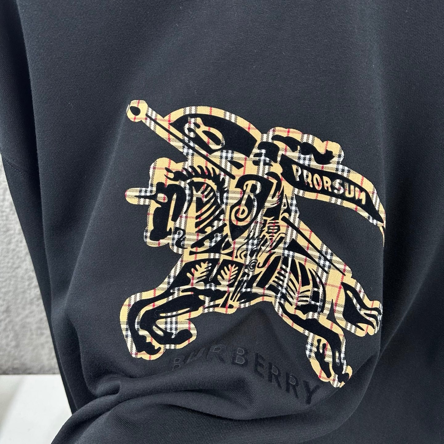 Burberry sweatshirt fabric with polo rider print, long sleeves