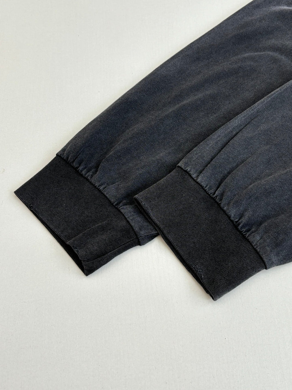 Balenciaga long-sleeve top cuff and hem, dark navy with ribbed elastic sleeve end