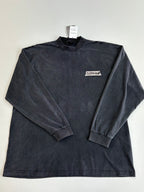 Balenciaga long-sleeve top, dark navy crew neck with small chest logo