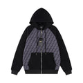 Fendi long zip hoodie with black hood and FF monogram patterned front