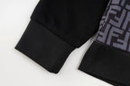 Black zip hoodie cuffs and hem with contrast FF monogram body