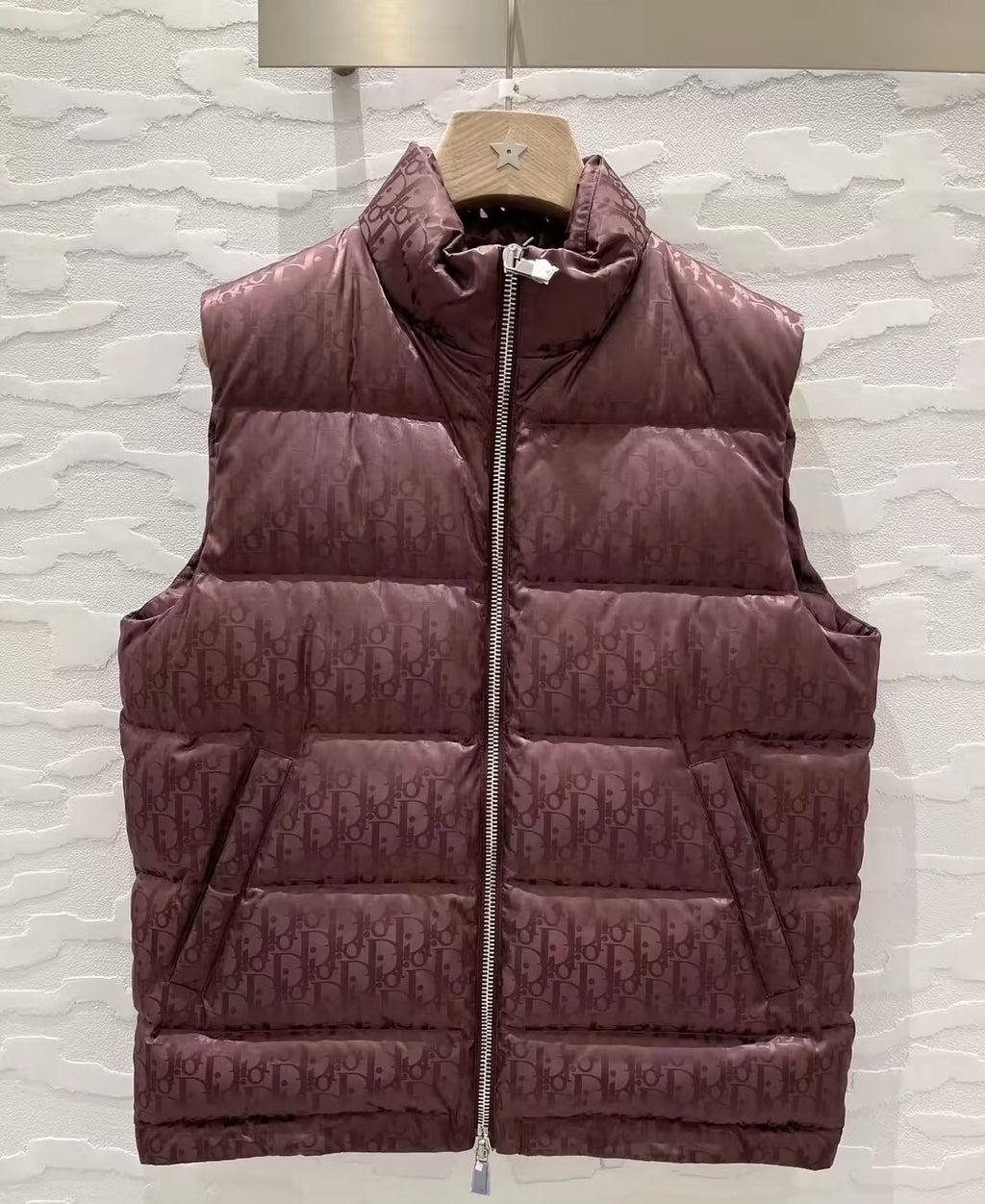 Dior monogram sleeveless puffer vest with full-zip front and quilted panels