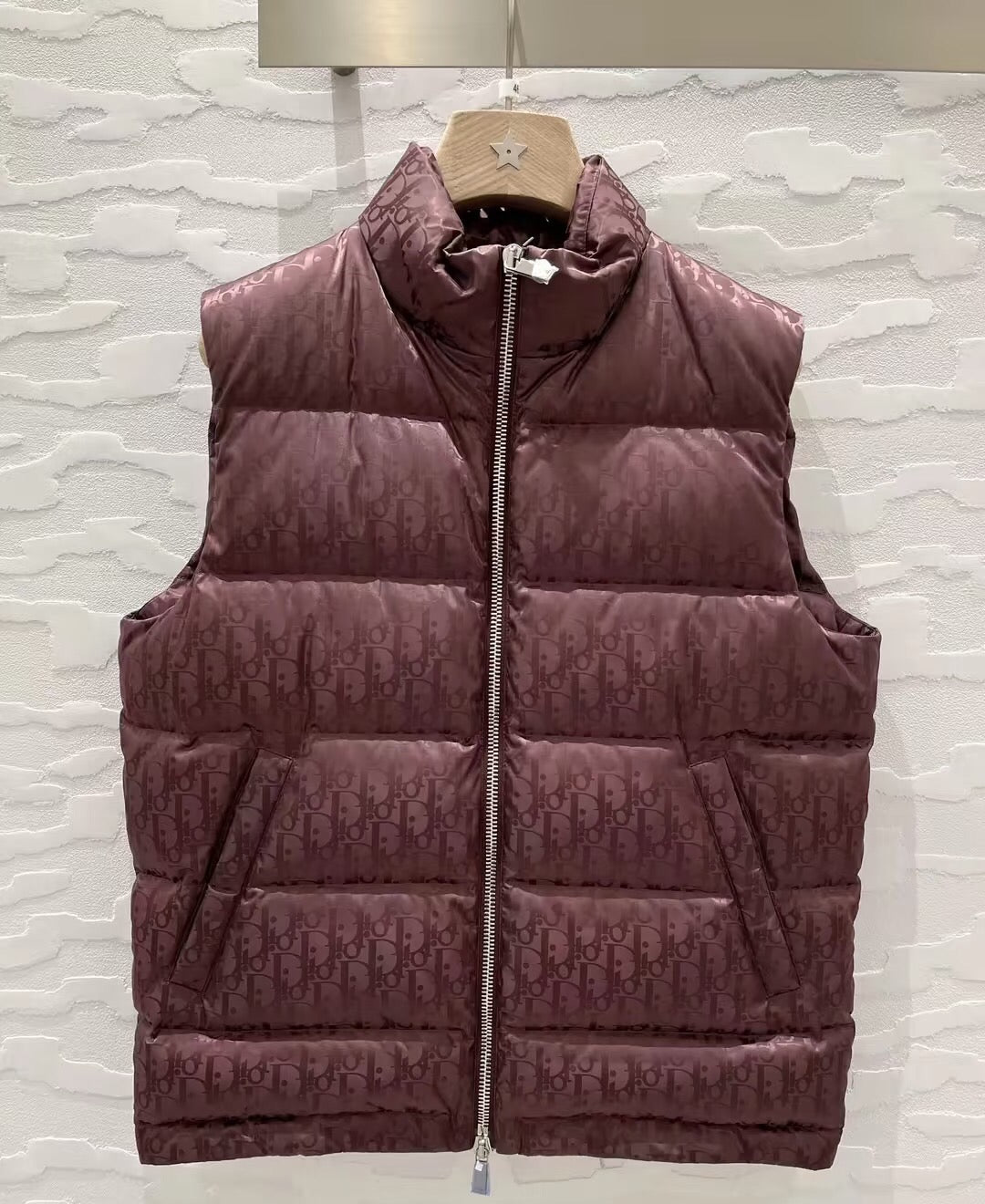 Dior monogram sleeveless puffer vest with full-zip front and quilted panels