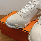Hermes unisex sneakers, off-white with ribbed sole tread and lace-up front