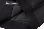 Black jacket neckline with inner lining and zipper opening