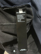 Balenciaga logo size label on dark denim top