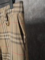Burberry plaid pants with belt loops and button closure