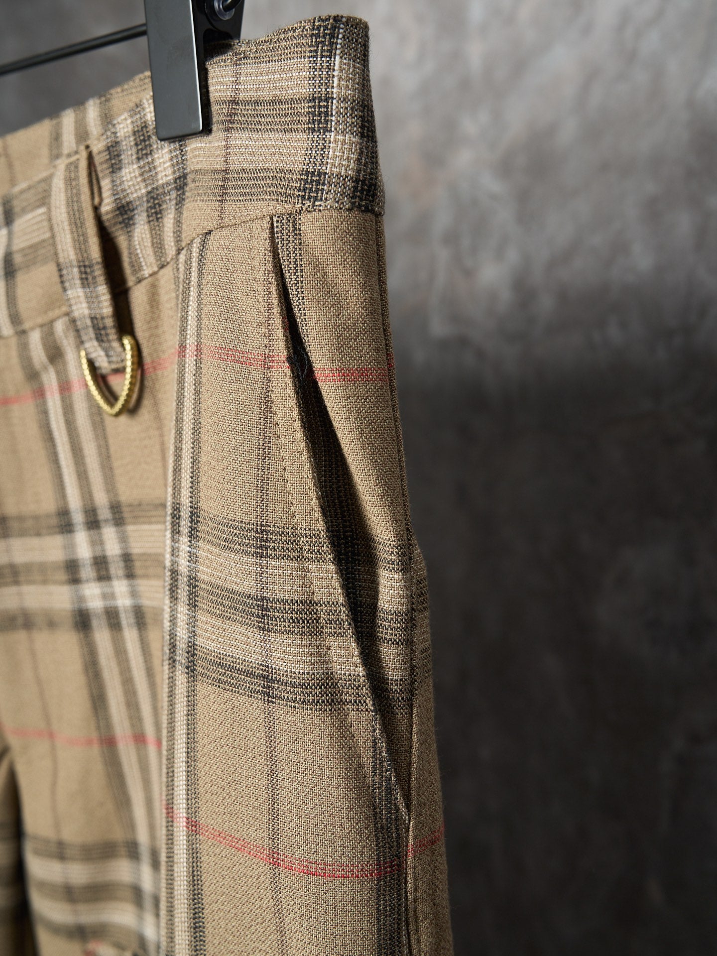 Burberry plaid pants with belt loops and button closure