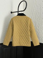Quilted jacket with long sleeves, tan color, diamond stitching