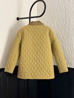 Burberry quilted jacket back, yellow diamond quilting with button collar