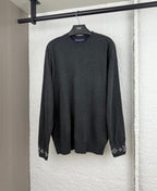 Louis Vuitton long-sleeve sweater, dark gray crewneck with monogram cuff details