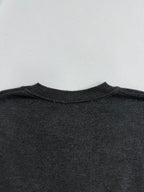 Dark gray crewneck sweater collar ribbing, neckline detail