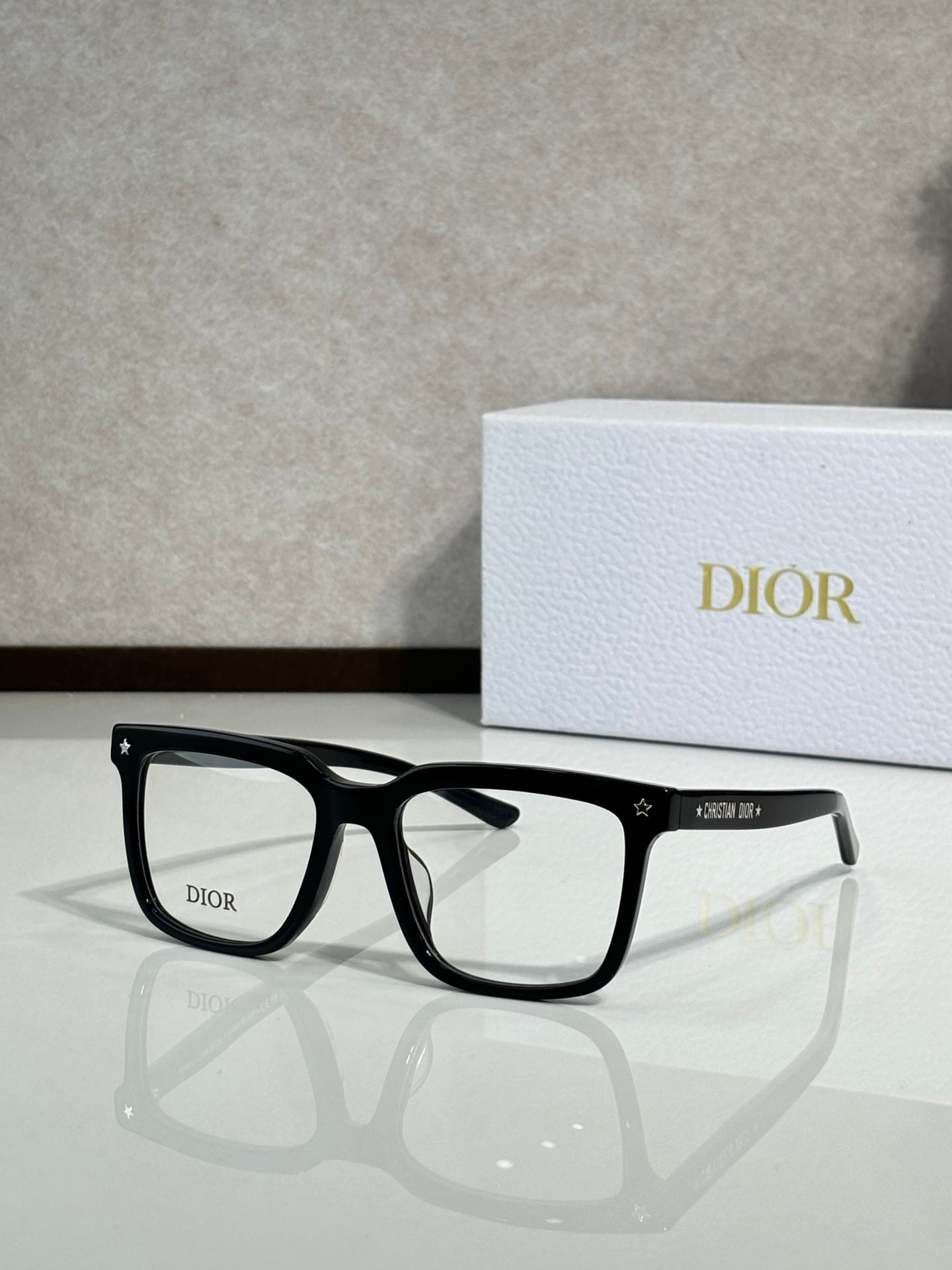 Dior eyeglasses with black frame and clear lenses