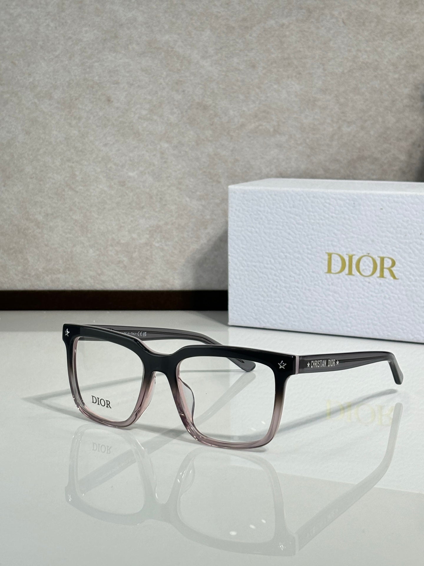 Dior eyeglasses with black frame and clear lenses