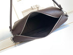 Fendi shoulder bag with open top zipper, dark brown pebbled leather interior