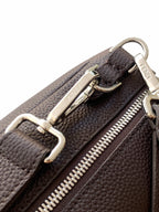 Fendi bag zipper and D-ring hardware, dark brown pebbled leather
