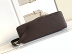 Fendi clutch-style bag in dark brown pebbled leather, long zippered top