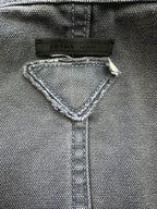 Prada fabric label inside jacket collar with size tag and stitching