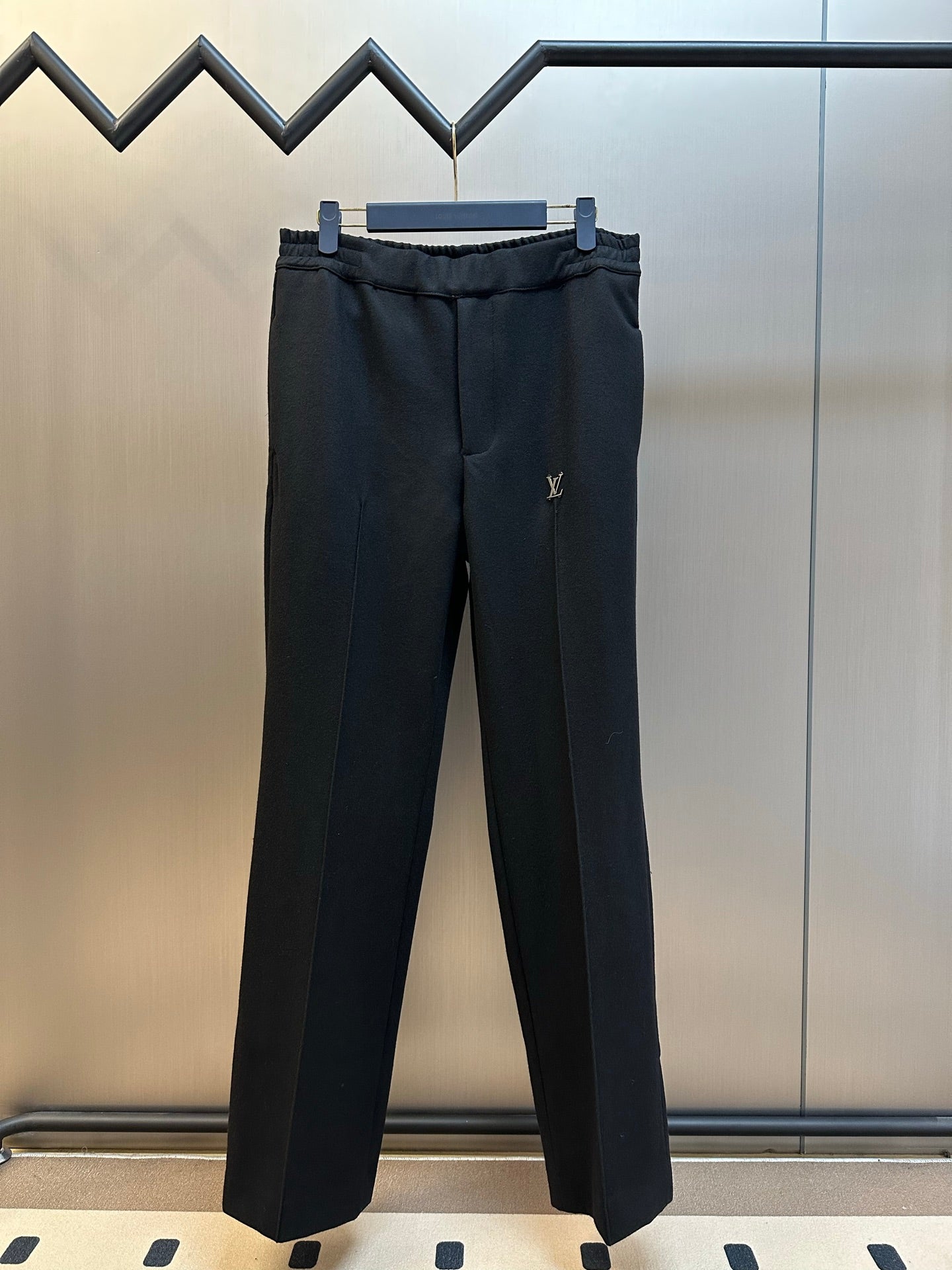Louis Vuitton pants, black drawstring trousers with elastic waistband and straight legs