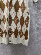 Louis Vuitton argyle sleeveless sweater vest, button front and ribbed hem