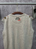 Louis Vuitton sleeveless knit top, light gray with embroidered chest graphic