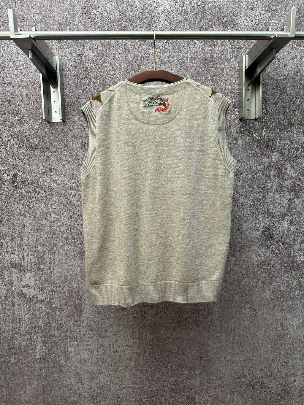 Louis Vuitton sleeveless knit top, light gray with small chest logo