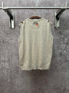 Louis Vuitton sleeveless knit top, light gray with small chest logo