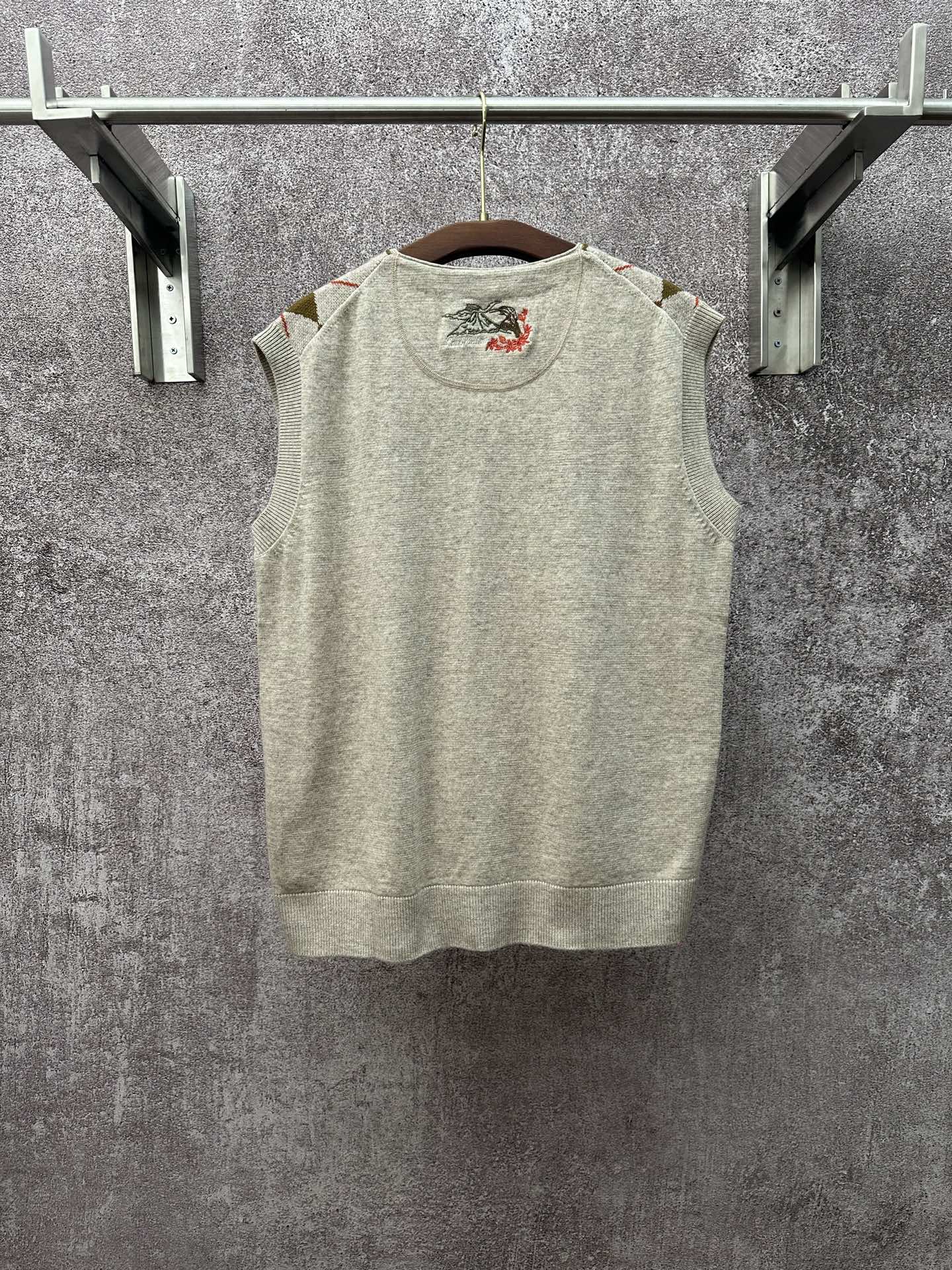 Louis Vuitton sleeveless knit top, light gray with small chest logo