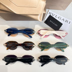 Sunglasses set with blue, pink, green, purple, and black tinted lenses and gold-tone frames