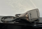 Louis Vuitton mini handbag with detachable strap and structured metallic top, silver-tone