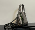 Louis Vuitton mini handbag with top handles and shoulder strap, metallic silver finish