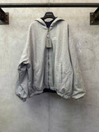 Balenciaga hooded jacket, heather gray, full-zip with small logo on chest
