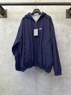 Balenciaga hooded jacket, navy blue, full-zip with logo on chest