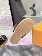 Beige outsole of Louis Vuitton ankle boot with light tread pattern