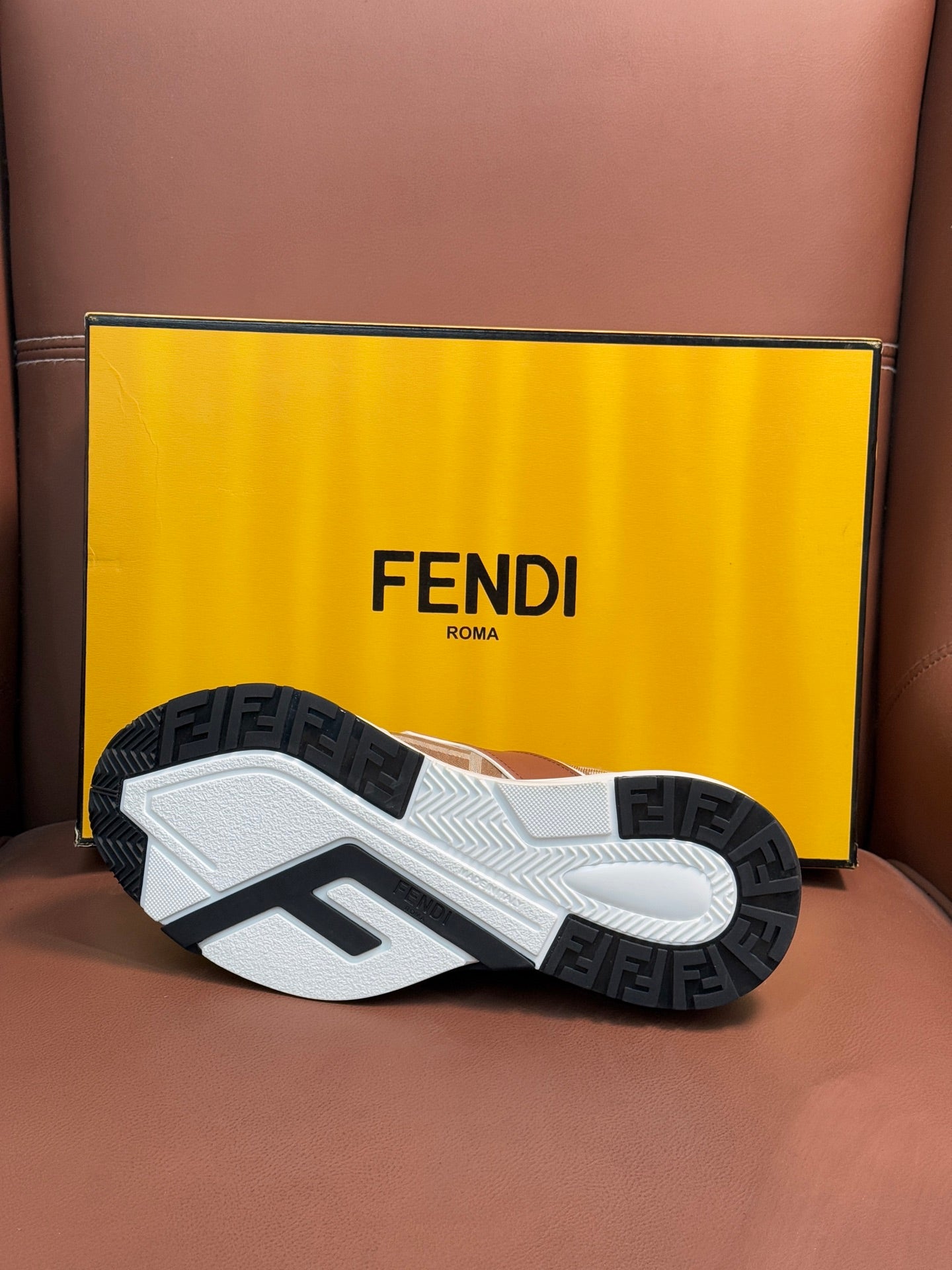 Fendi unisex sneakers with rubber outsole showing FF logo tread pattern